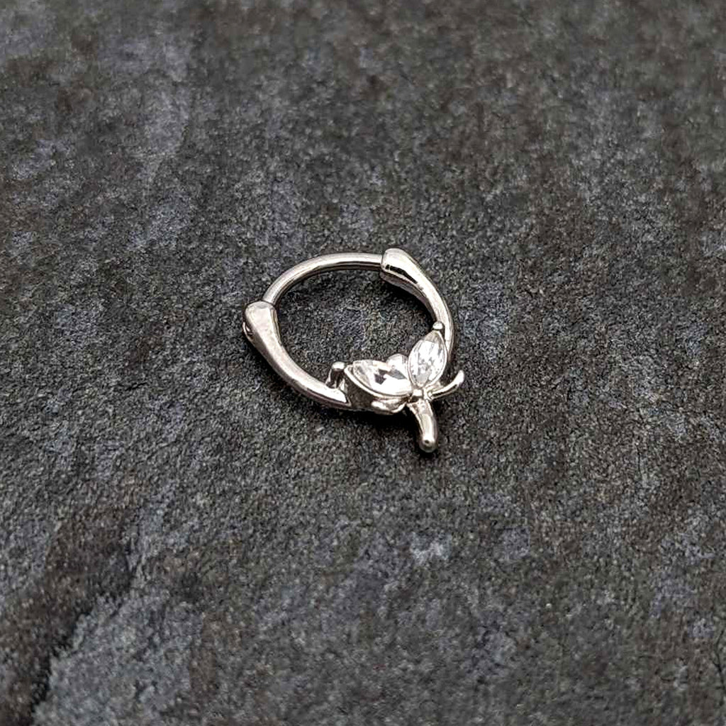 BodyCandy 16G 5/16 Clear Gem Simple Style Dragonfly Cartilage Clicker — side view