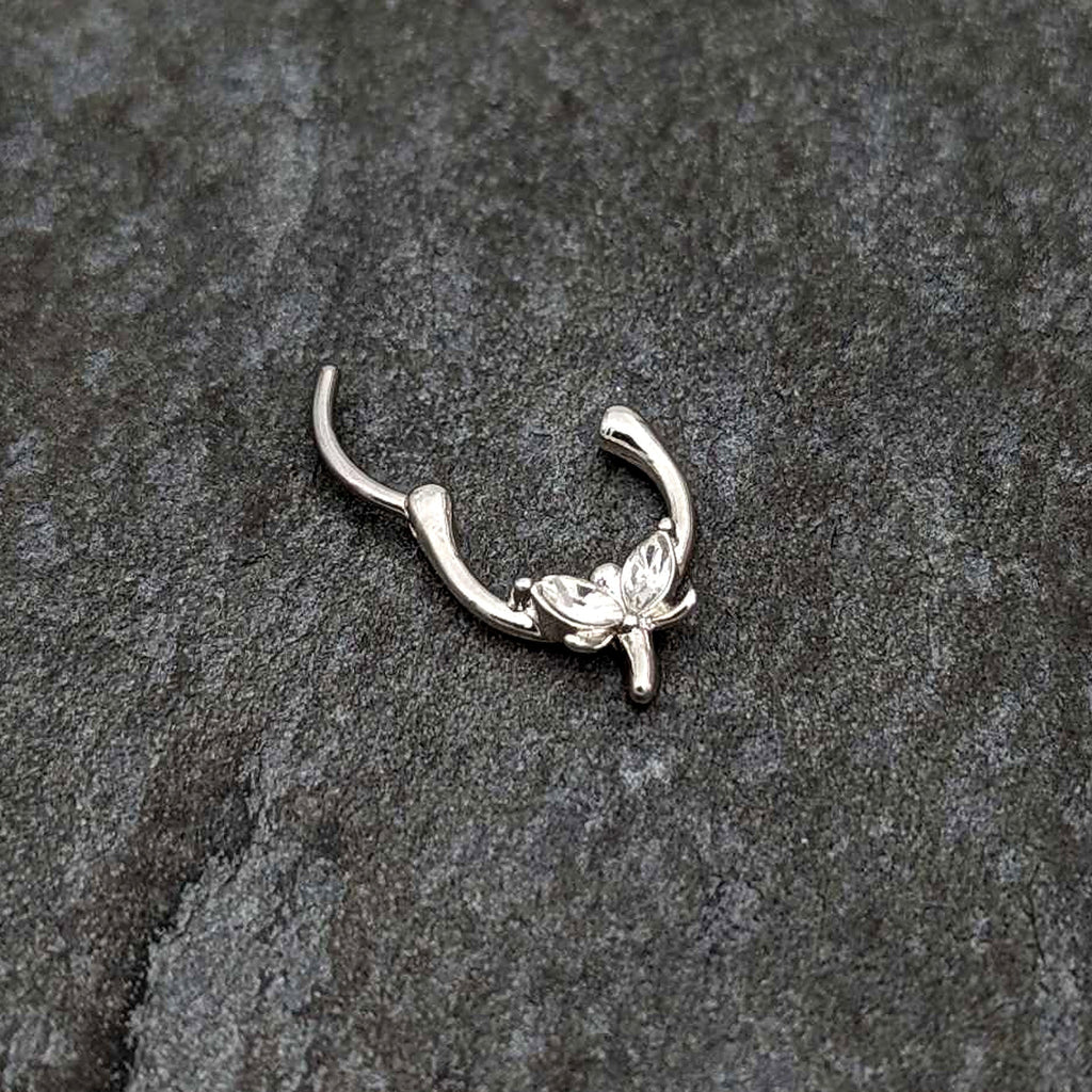 BodyCandy 16G 5/16 Clear Gem Simple Style Dragonfly Cartilage Clicker — back view