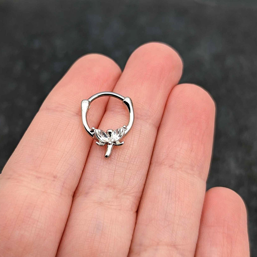 BodyCandy 16G 5/16 Clear Gem Simple Style Dragonfly Cartilage Clicker — size reference