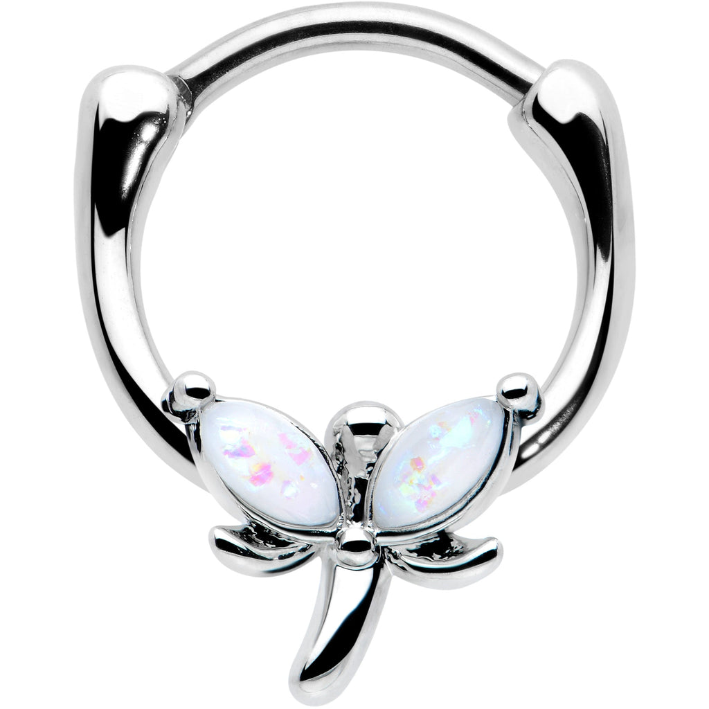 BodyCandy 16G 5/16 White Faux Opal Simple Style Dragonfly Cartilage Clicker — main product shot