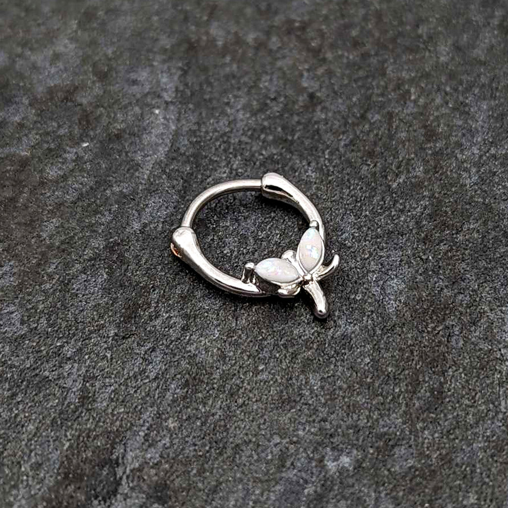 BodyCandy 16G 5/16 White Faux Opal Simple Style Dragonfly Cartilage Clicker — side view