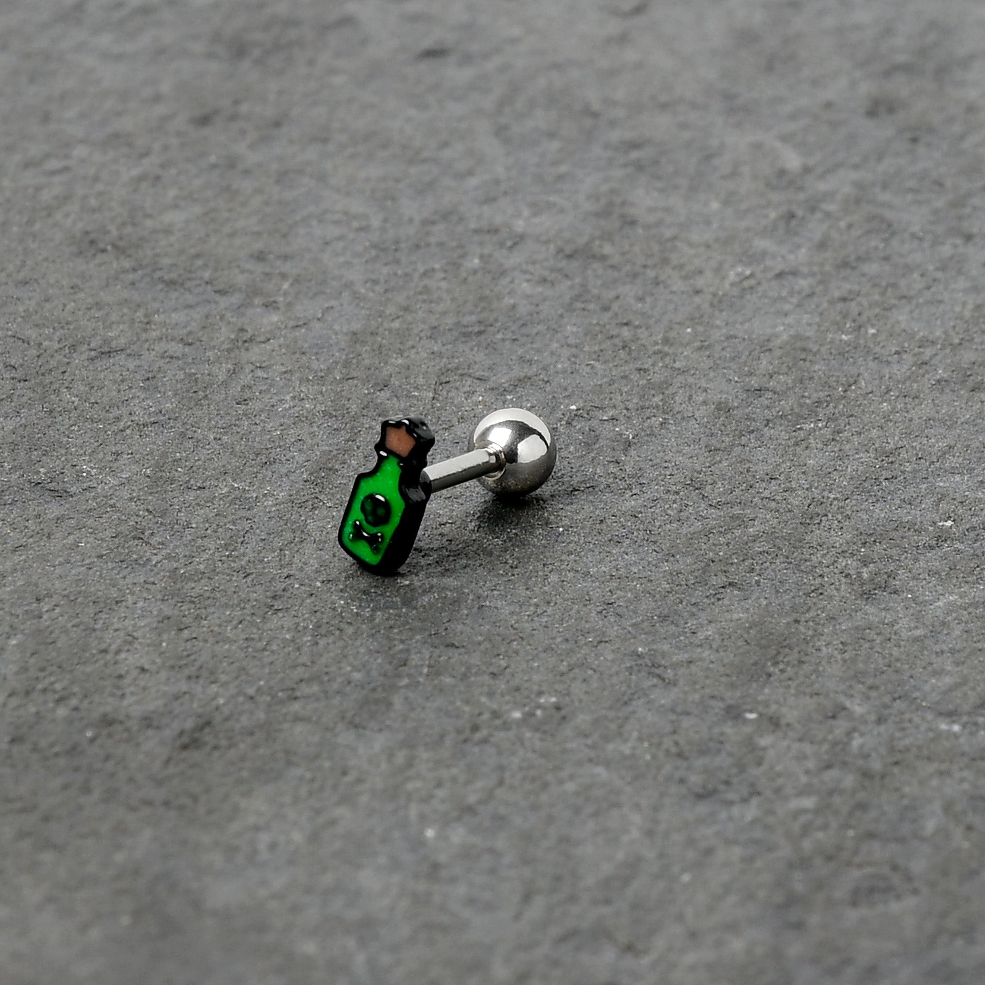 BodyCandy 16G 1/4 Poison Green Bottle Glow in the Dark Cartilage Earring — alternative angle