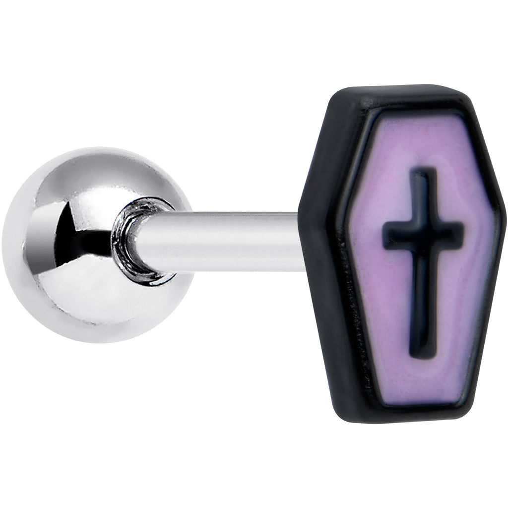 BodyCandy 16G 1/4 Creepy Coffin Lt Purple Glow in Dark Cartilage Earring — main product shot