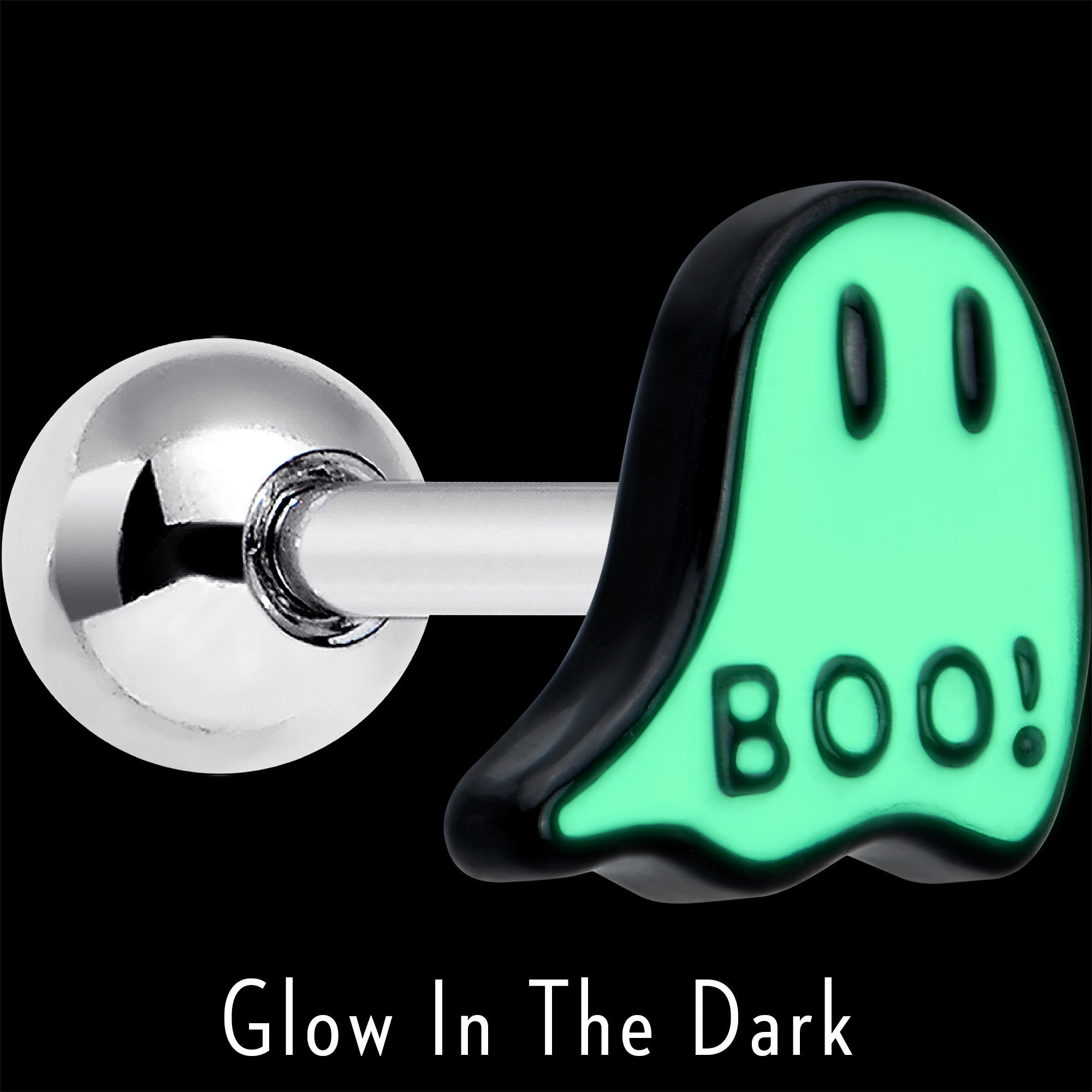 BodyCandy 16G 1/4 White Ghost Glow in the Dark Cartilage Tragus Earring — side view
