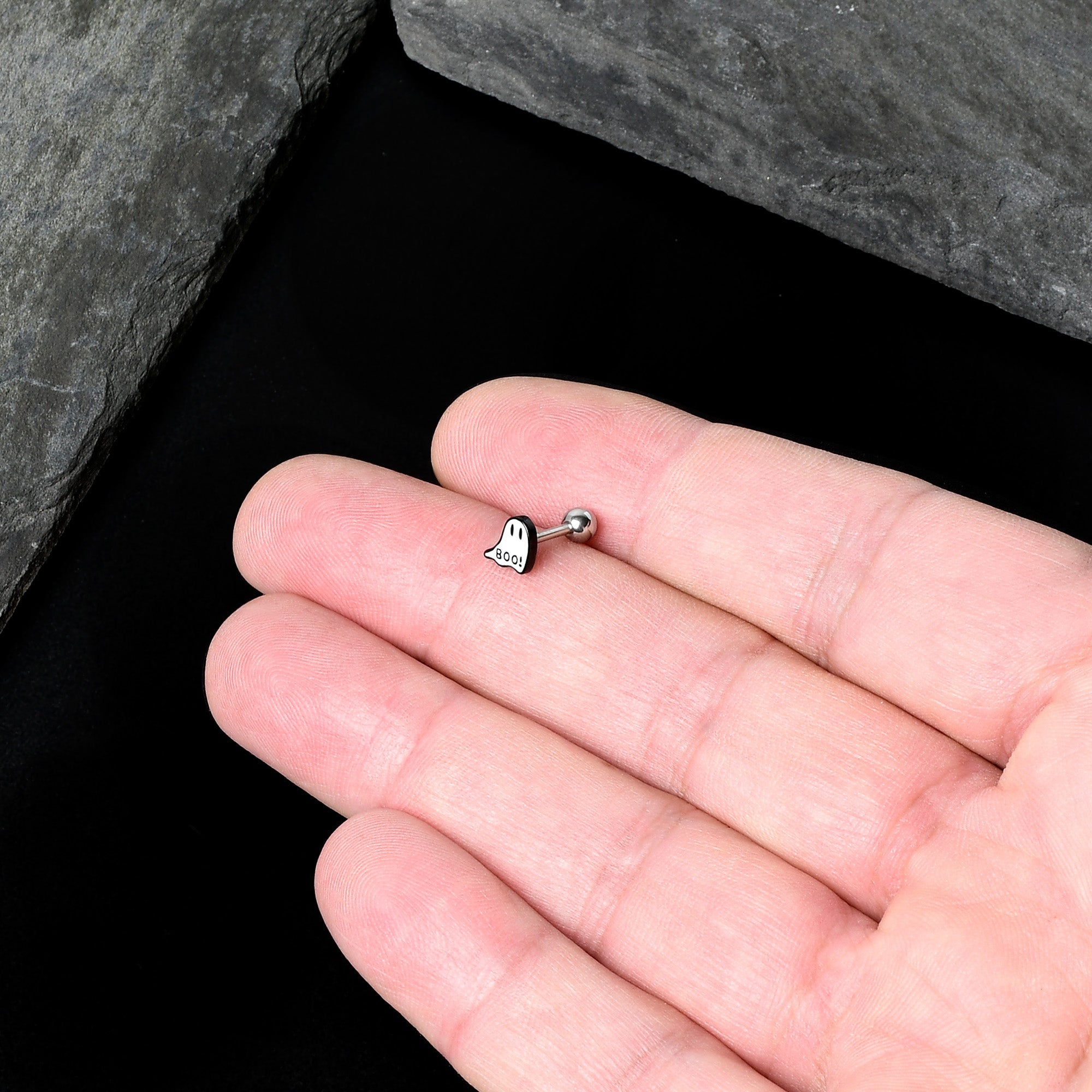 BodyCandy 16G 1/4 White Ghost Glow in the Dark Cartilage Tragus Earring — size reference