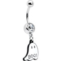 BodyCandy Clear Gem White Ghost Glow in the Dark Halloween Dangle Belly Ring — main product shot