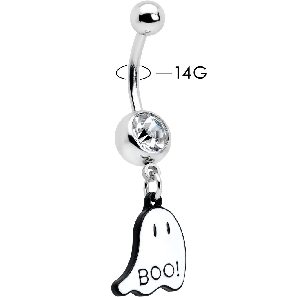 BodyCandy Clear Gem White Ghost Glow in the Dark Halloween Dangle Belly Ring — lifestyle context