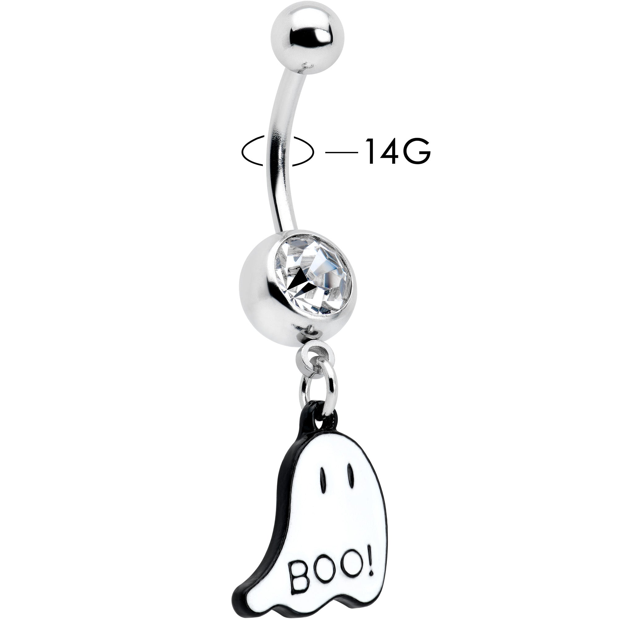 BodyCandy Clear Gem White Ghost Glow in the Dark Halloween Dangle Belly Ring — lifestyle context