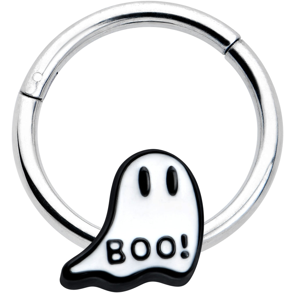 BodyCandy 16G 3/8 White Ghost Glow in the Dark Halloween Hinged Segment Ring — main product shot
