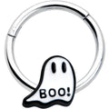 BodyCandy 16G 3/8 White Ghost Glow in the Dark Halloween Hinged Segment Ring — main product shot