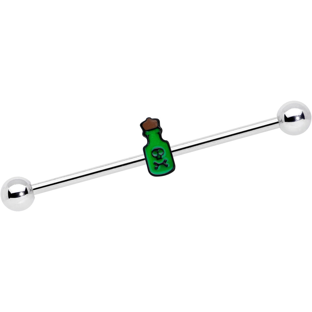 BodyCandy 14G Poison Green Bottle Glow in the Dark Industrial Barbell 38mm — main product shot