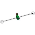 BodyCandy 14G Poison Green Bottle Glow in the Dark Industrial Barbell 38mm — main product shot