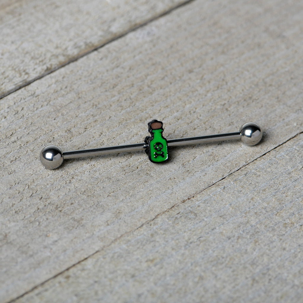 BodyCandy 14G Poison Green Bottle Glow in the Dark Industrial Barbell 38mm — alternative angle