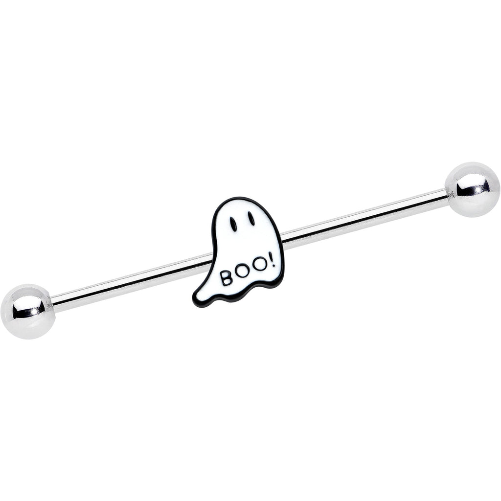 BodyCandy 14G Halloween White Ghost Glow in the Dark Industrial Barbell 38mm — main product shot