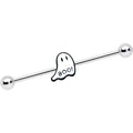 BodyCandy 14G Halloween White Ghost Glow in the Dark Industrial Barbell 38mm — main product shot
