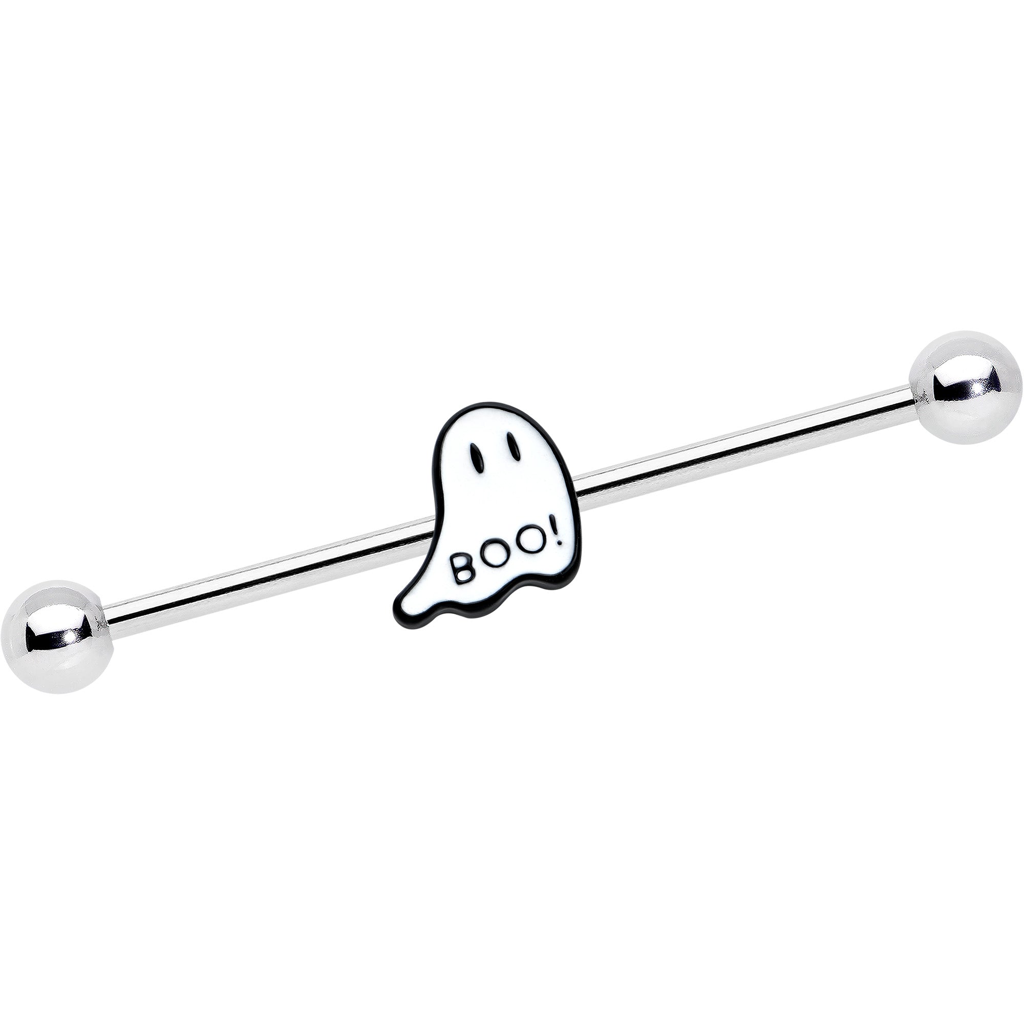 BodyCandy 14G Halloween White Ghost Glow in the Dark Industrial Barbell 38mm — main product shot