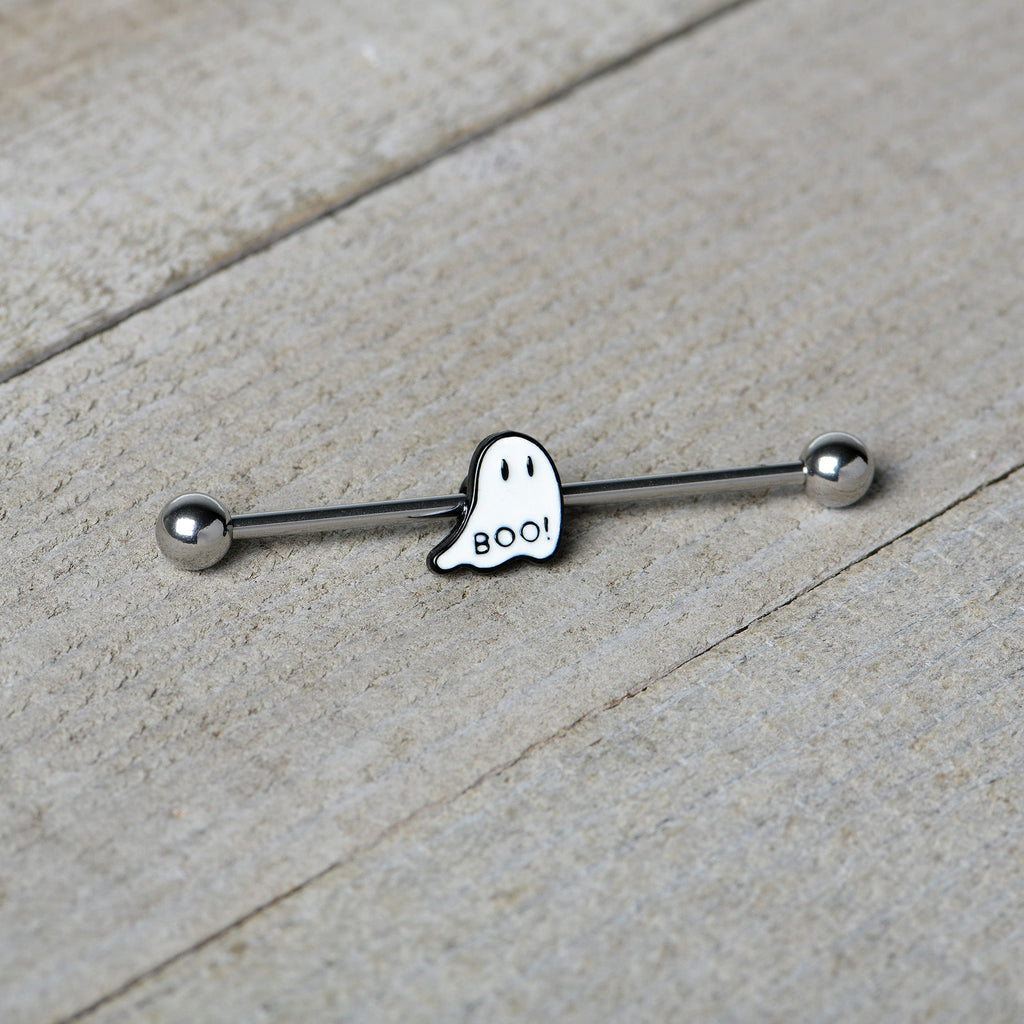 BodyCandy 14G Halloween White Ghost Glow in the Dark Industrial Barbell 38mm — alternative angle