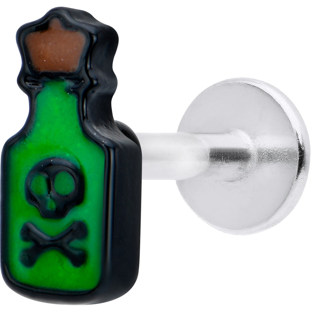 BodyCandy 16G 5/16 Poison Green Bottle Glow in the Dark Labret Monroe Tragus — main product shot