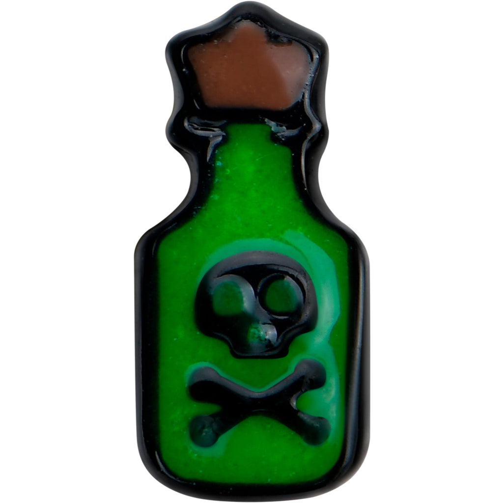 BodyCandy 16G 5/16 Poison Green Bottle Glow in the Dark Labret Monroe Tragus — detail close-up