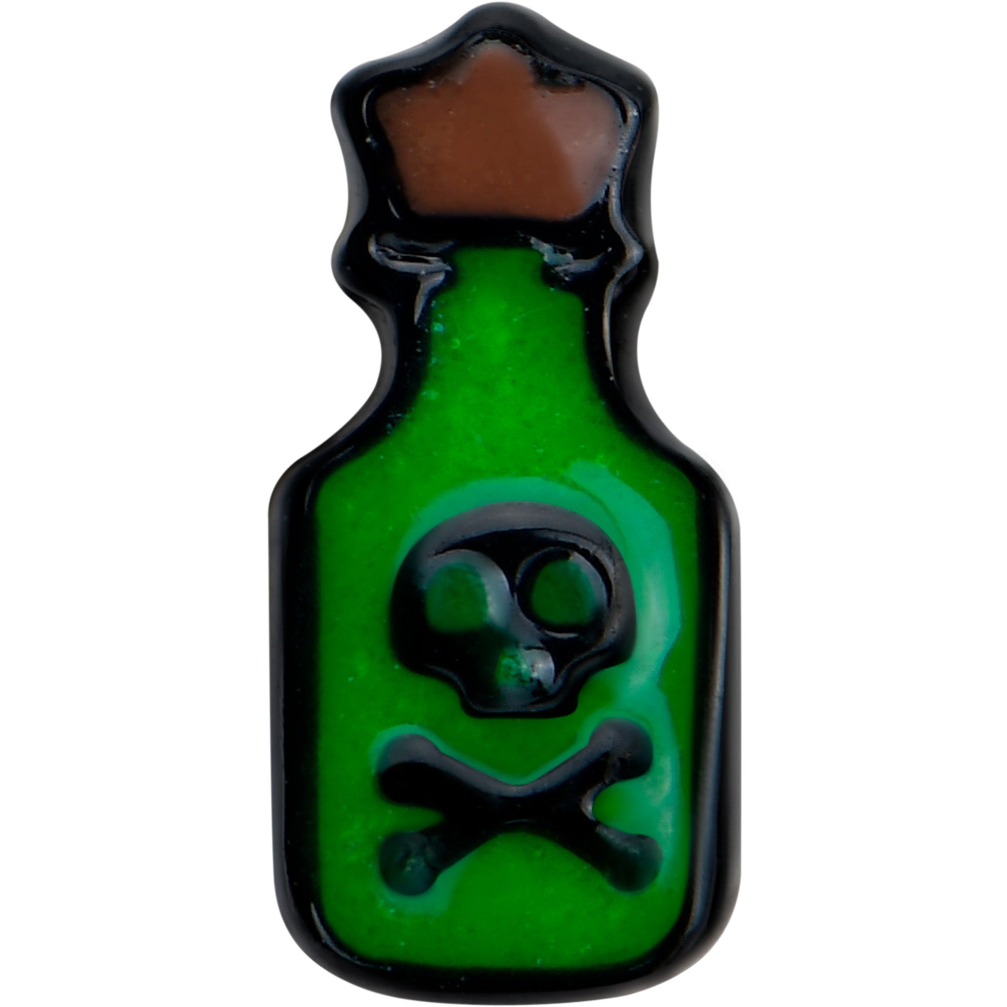 BodyCandy 16G 5/16 Poison Green Bottle Glow in the Dark Labret Monroe Tragus — detail close-up