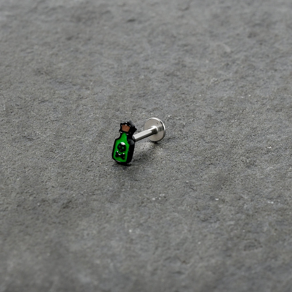 BodyCandy 16G 5/16 Poison Green Bottle Glow in the Dark Labret Monroe Tragus — alternative angle