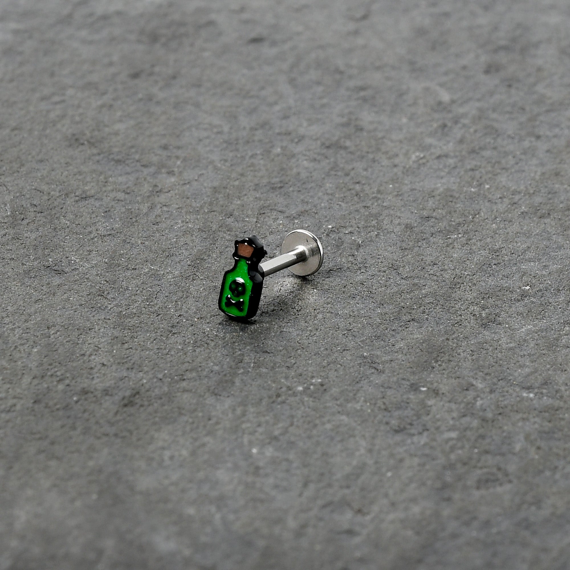 BodyCandy 16G 5/16 Poison Green Bottle Glow in the Dark Labret Monroe Tragus — alternative angle