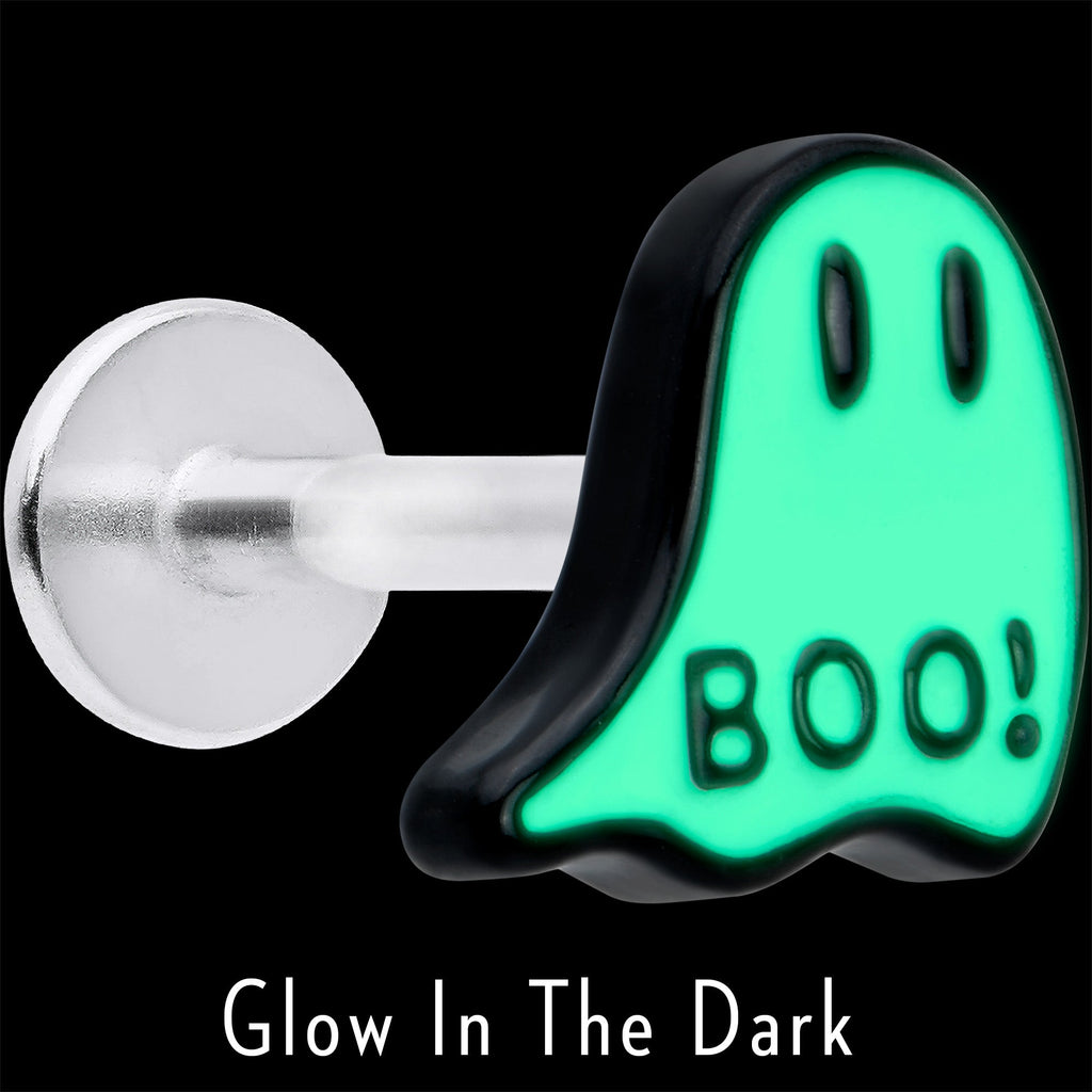 BodyCandy 16G 5/16 Halloween Ghost Glow in the Dark Labret Monroe Tragus — side view