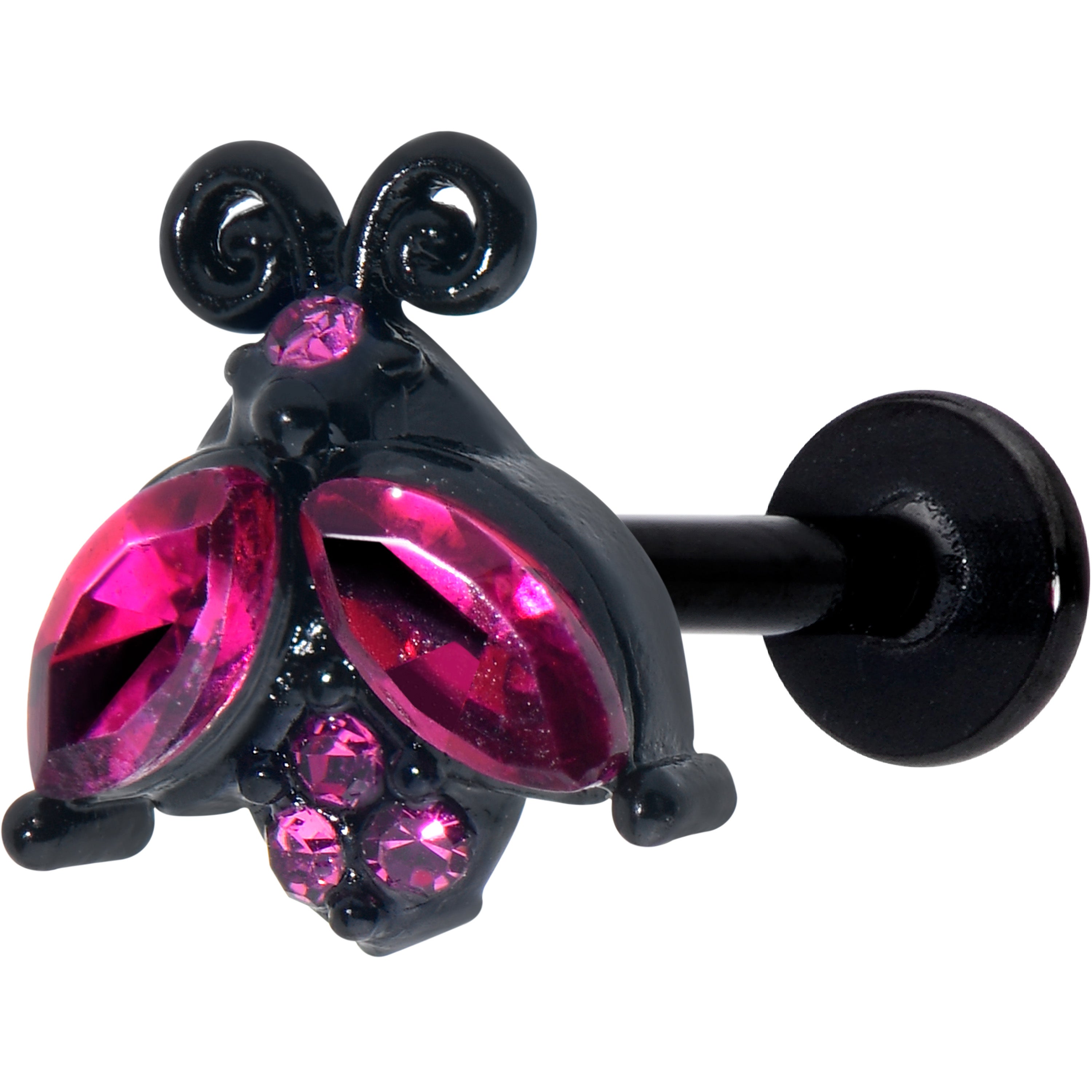 BodyCandy 16G 5/16 Pink Gem Black Night Butterfly Labret Monroe Tragus — main product shot