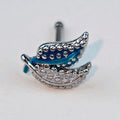 BodyCandy 20G 1/4 Lovely Leaves Blue Nose Bone — main product shot