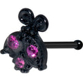 BodyCandy 20G 1/4 Pink Gem Black Night Butterfly Nose Bone — main product shot