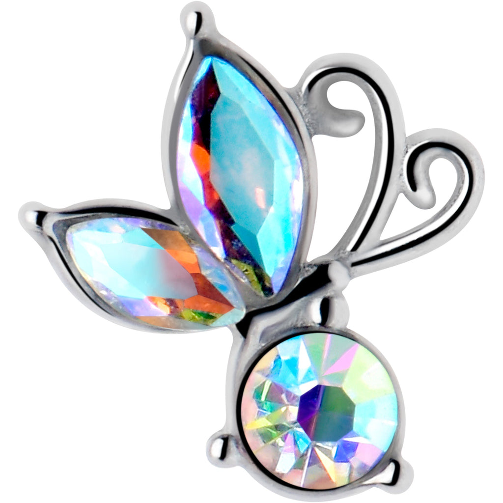 BodyCandy Aurora Gem Fleur de Lis Butterfly Barbell Tongue Ring — lifestyle context