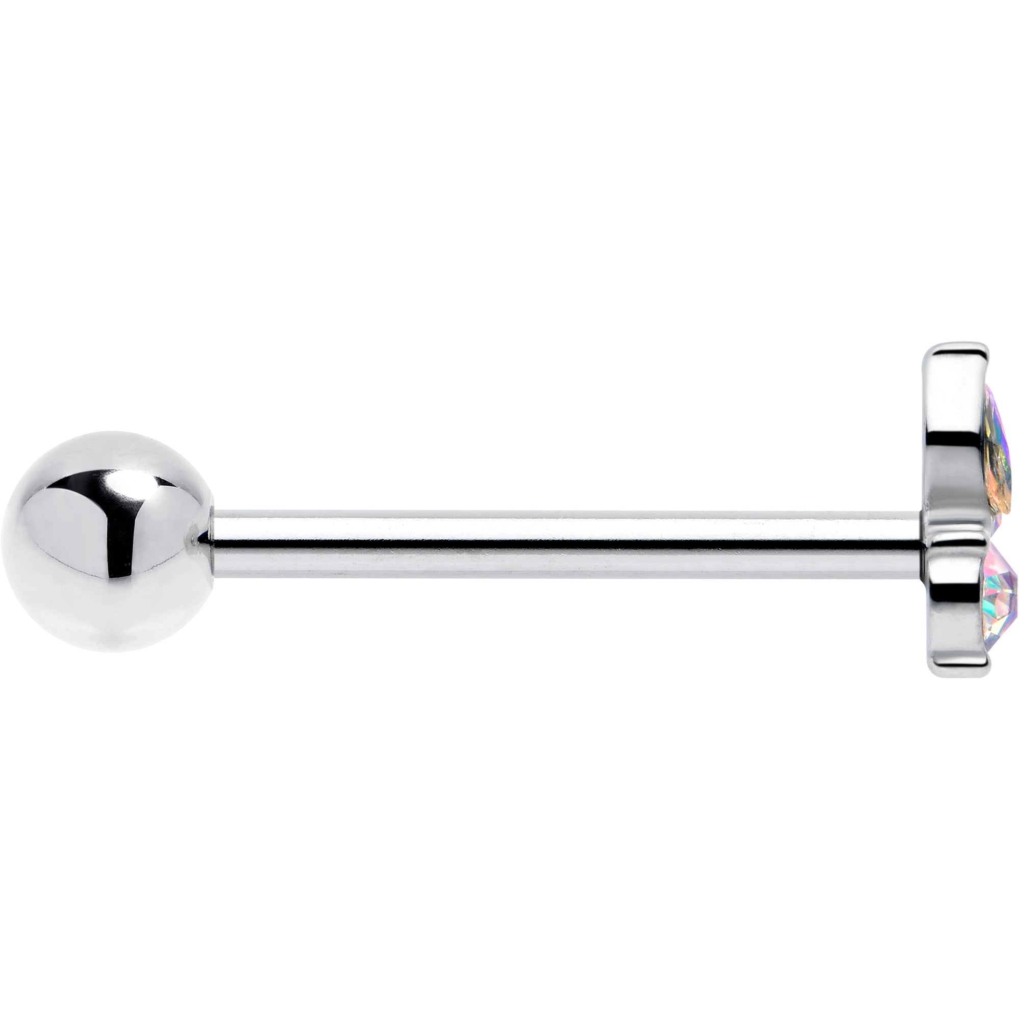 BodyCandy Aurora Gem Fleur de Lis Butterfly Barbell Tongue Ring — side view