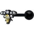 BodyCandy Clear Yellow Gem Black Butterfly Barbell Tongue Ring — main product shot