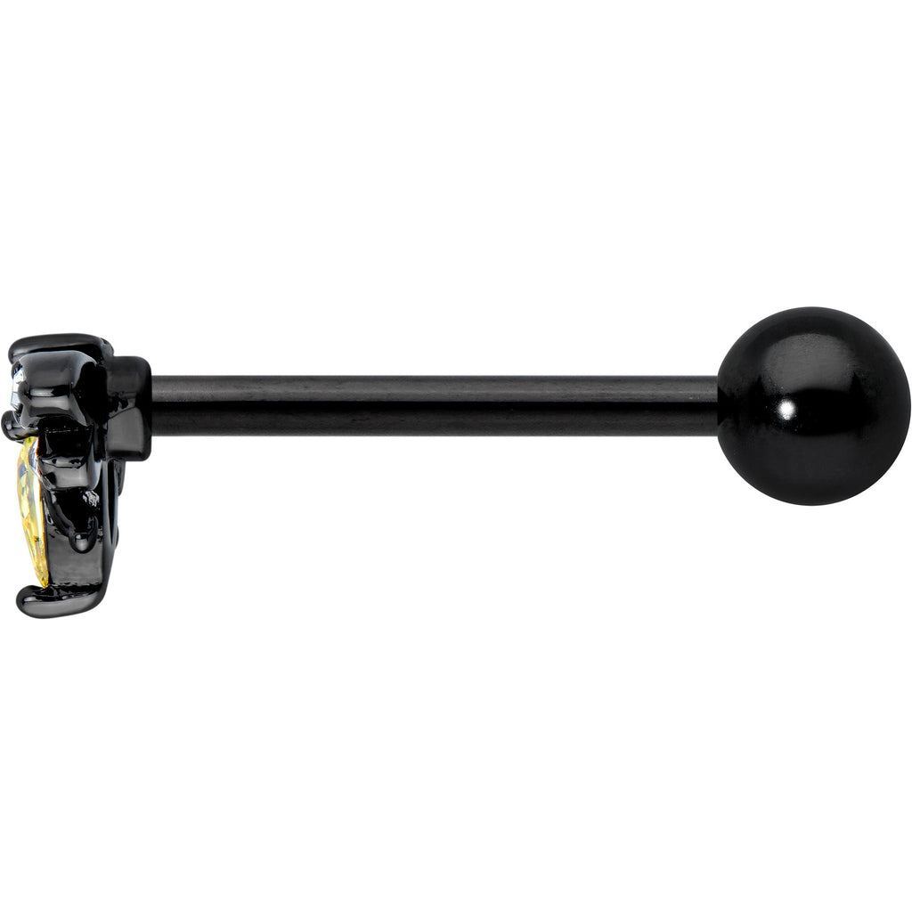 BodyCandy Clear Yellow Gem Black Butterfly Barbell Tongue Ring — lifestyle context