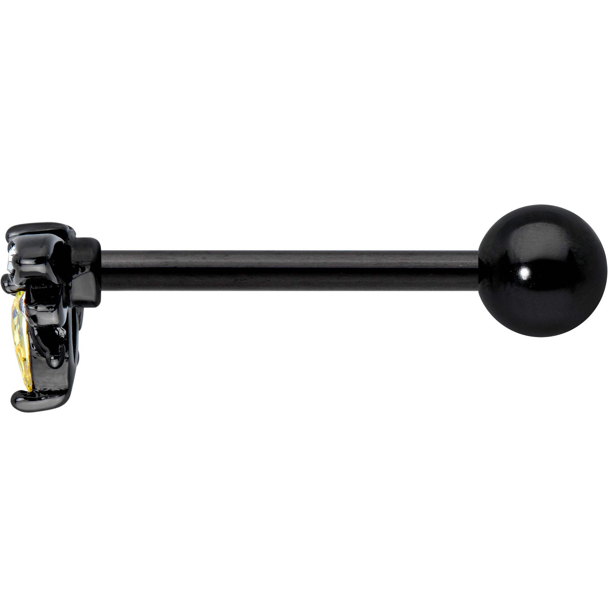 BodyCandy Clear Yellow Gem Black Butterfly Barbell Tongue Ring — lifestyle context
