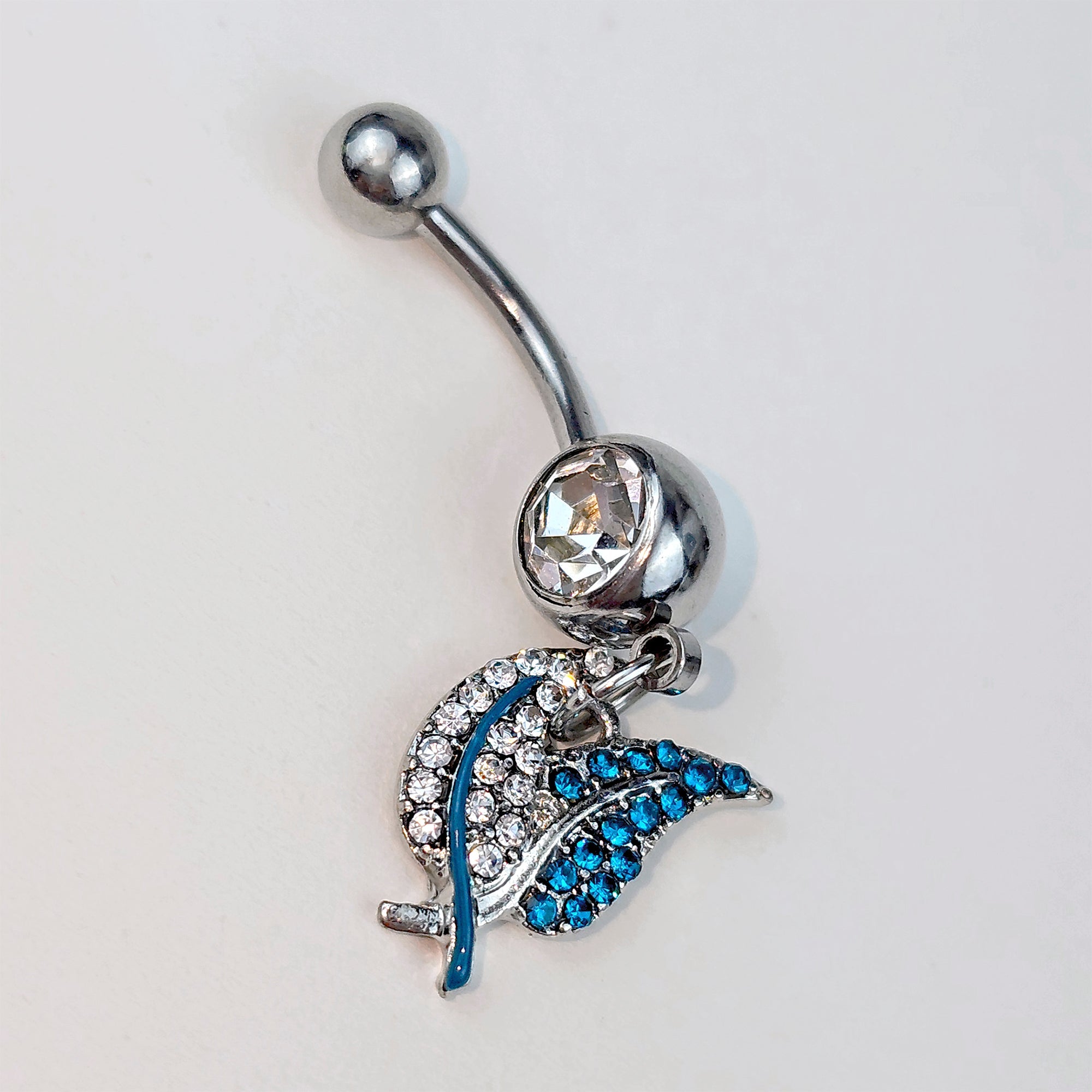 BodyCandy Clear Blue Gem Lovely Leaves Dangle Belly Ring — main product shot