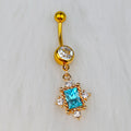 BodyCandy Blue Clear Gem Gold Tone Regal Seal Dangle Belly Ring — main product shot