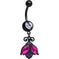 BodyCandy Pink Clear Gem Black Night Butterfly Dangle Belly Ring — main product shot