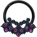 BodyCandy 16G 3/8 Pink Gem Black Night Butterfly Trio Hinged Segment Ring — main product shot