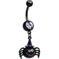 BodyCandy Clear Gem Black Smiling Spider Witch Halloween Dangle Belly Ring — main product shot