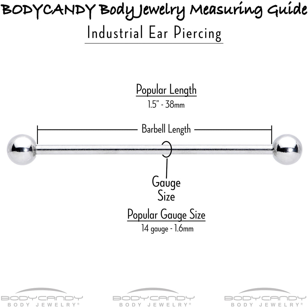 BodyCandy 14G Black Halloween Smiling Witch Spider Industrial Barbell 38mm — size reference