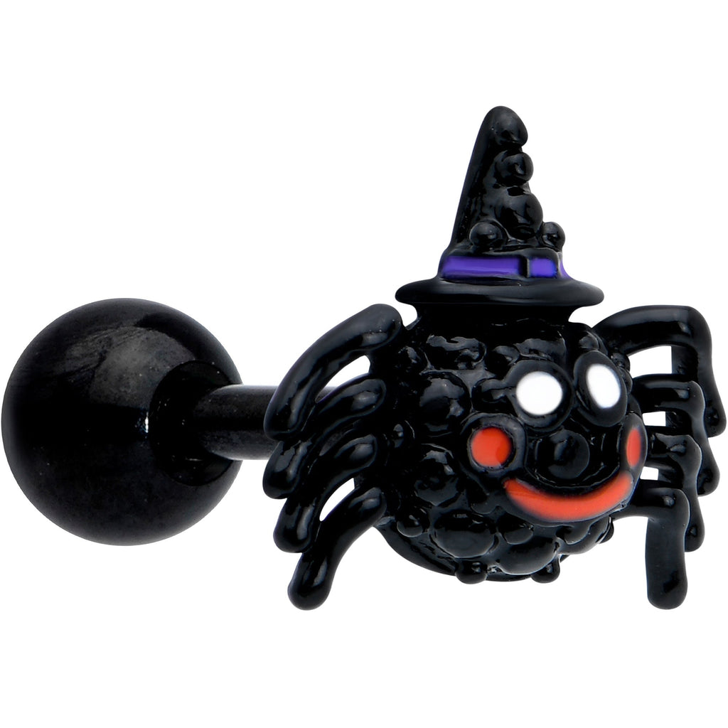 BodyCandy 16G 1/4 Black Halloween Witchy Smiling Spider Cartilage Earring — main product shot