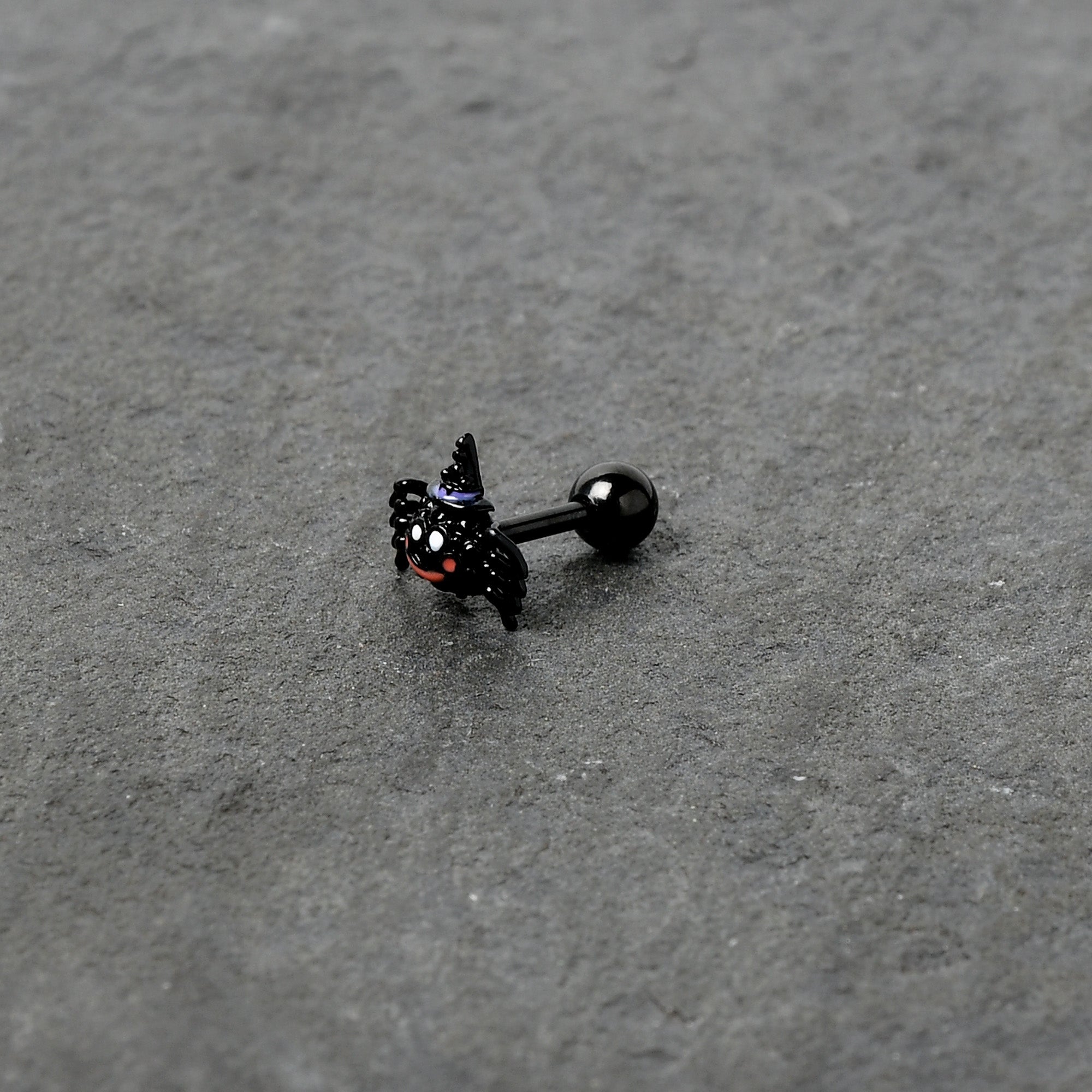 BodyCandy 16G 1/4 Black Halloween Witchy Smiling Spider Cartilage Earring — alternative angle