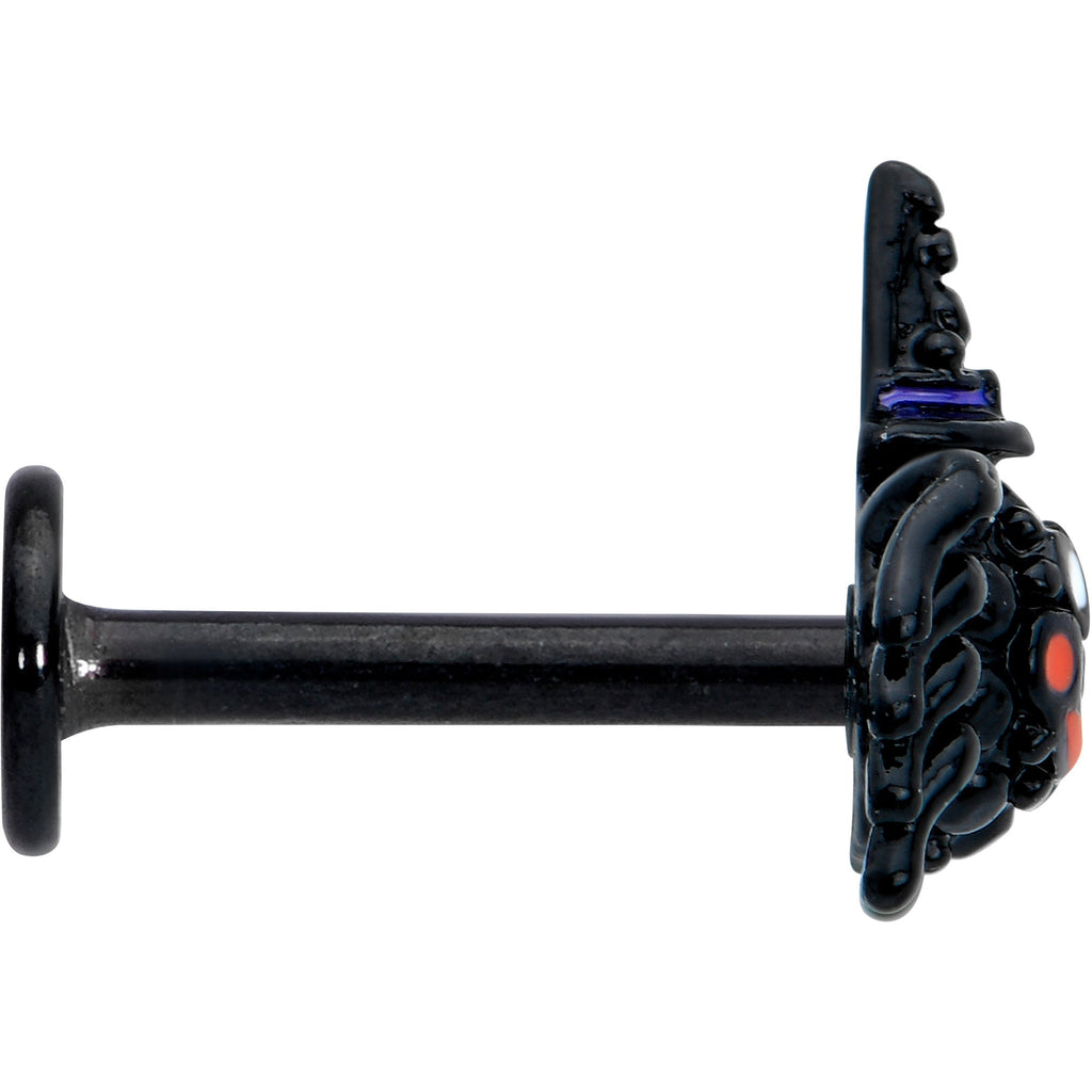 BodyCandy 16G 5/16 Black Halloween Witch Smiling Spider Labret Monroe Tragus — lifestyle context