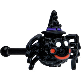 20G 1/4 Black Halloween Witchy Smiling Spider Nose Bone