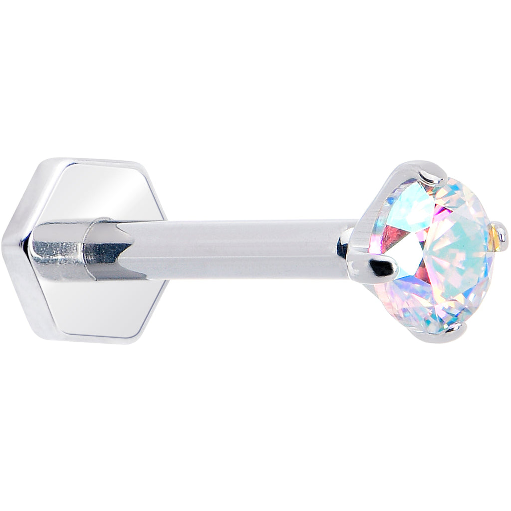 BodyCandy 16G 5/16 Aurora CZ Gem ASTM F-136 Implant Grade Titanium Hex End Labret Tragus — main product shot