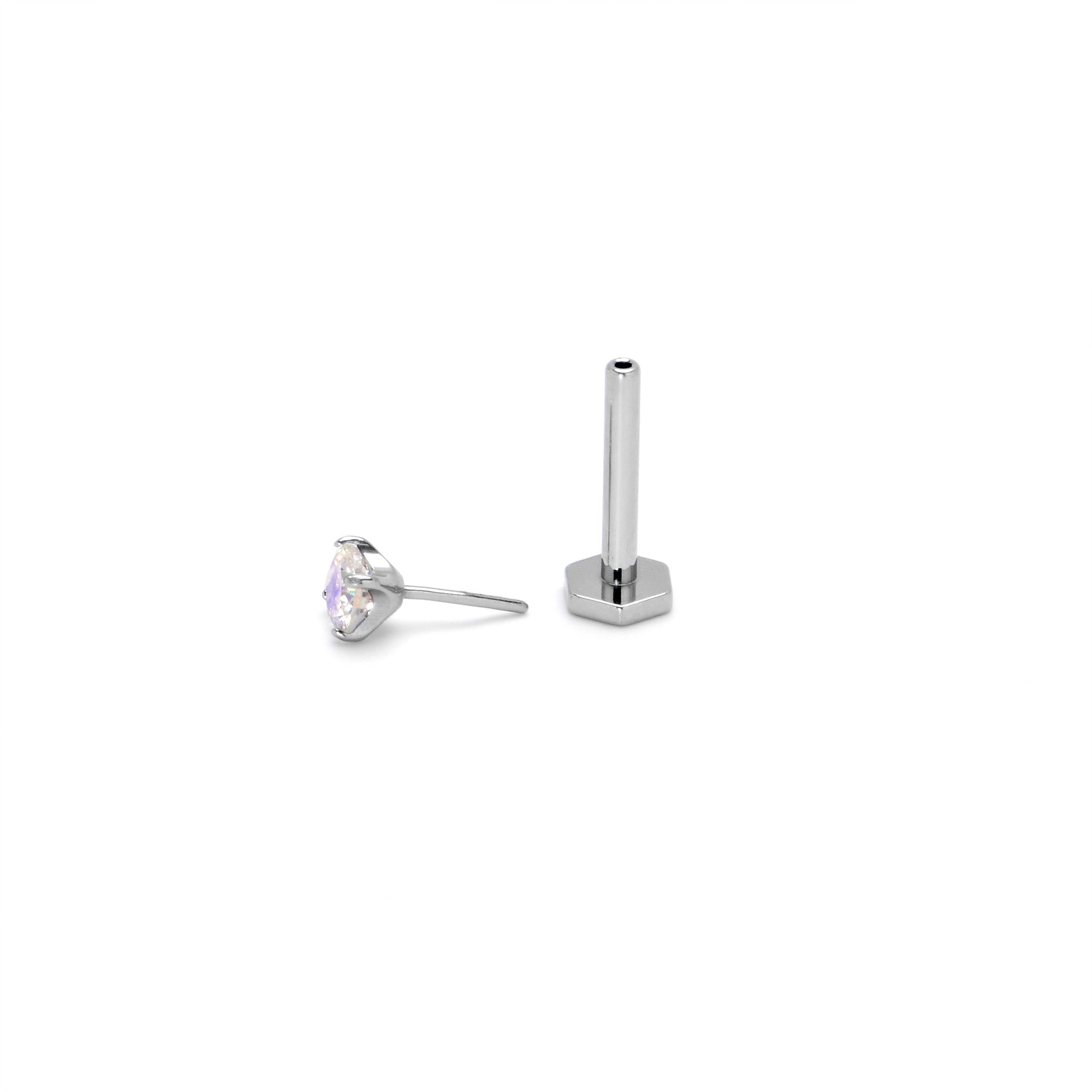 BodyCandy 16G 5/16 Aurora CZ Gem ASTM F-136 Implant Grade Titanium Hex End Labret Tragus — packaging