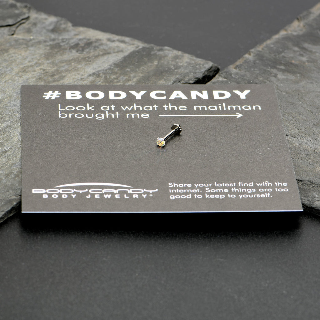 BodyCandy 16G 5/16 Aurora CZ Gem ASTM F-136 Implant Grade Titanium Hex End Labret Tragus — size reference
