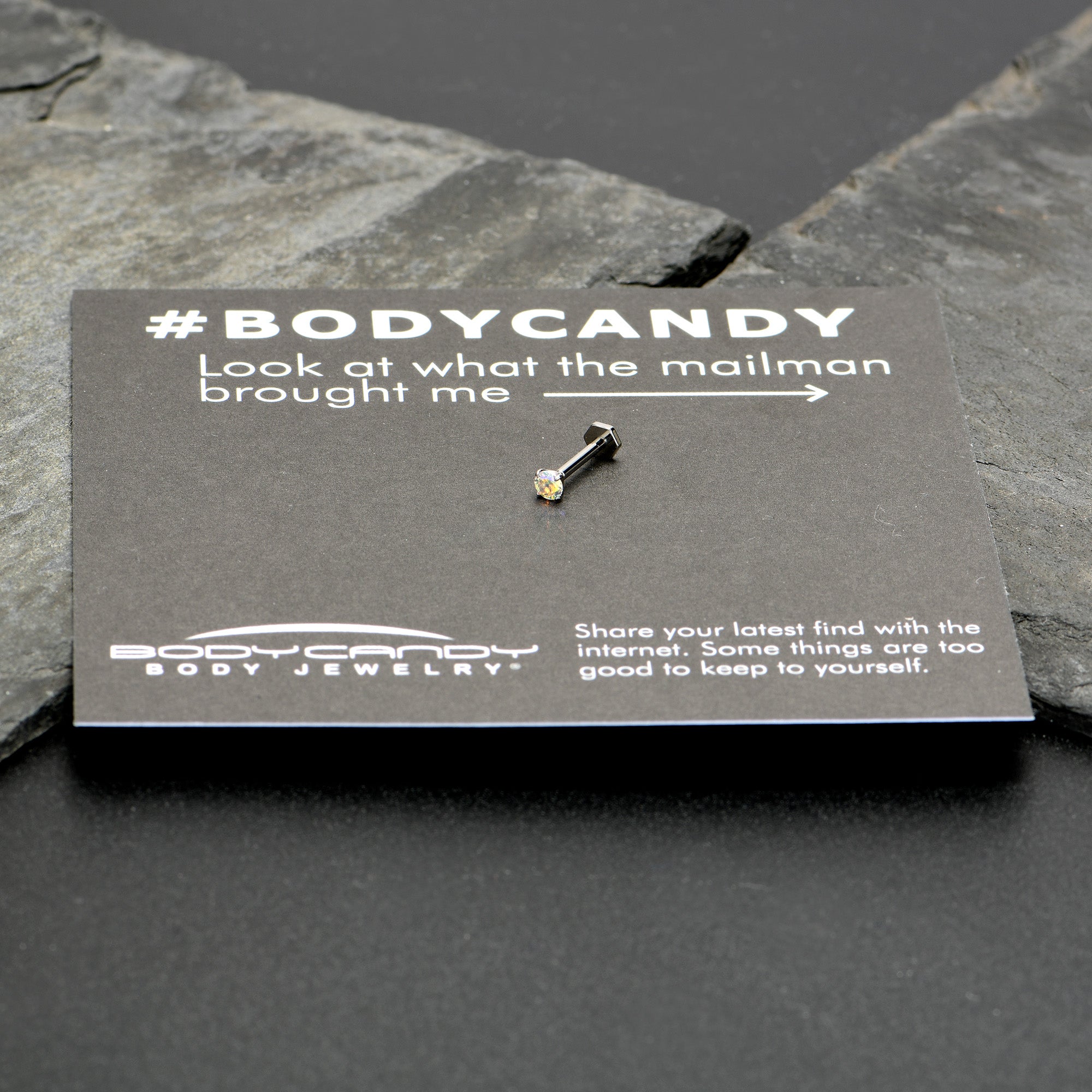 BodyCandy 16G 5/16 Aurora CZ Gem ASTM F-136 Implant Grade Titanium Hex End Labret Tragus — size reference