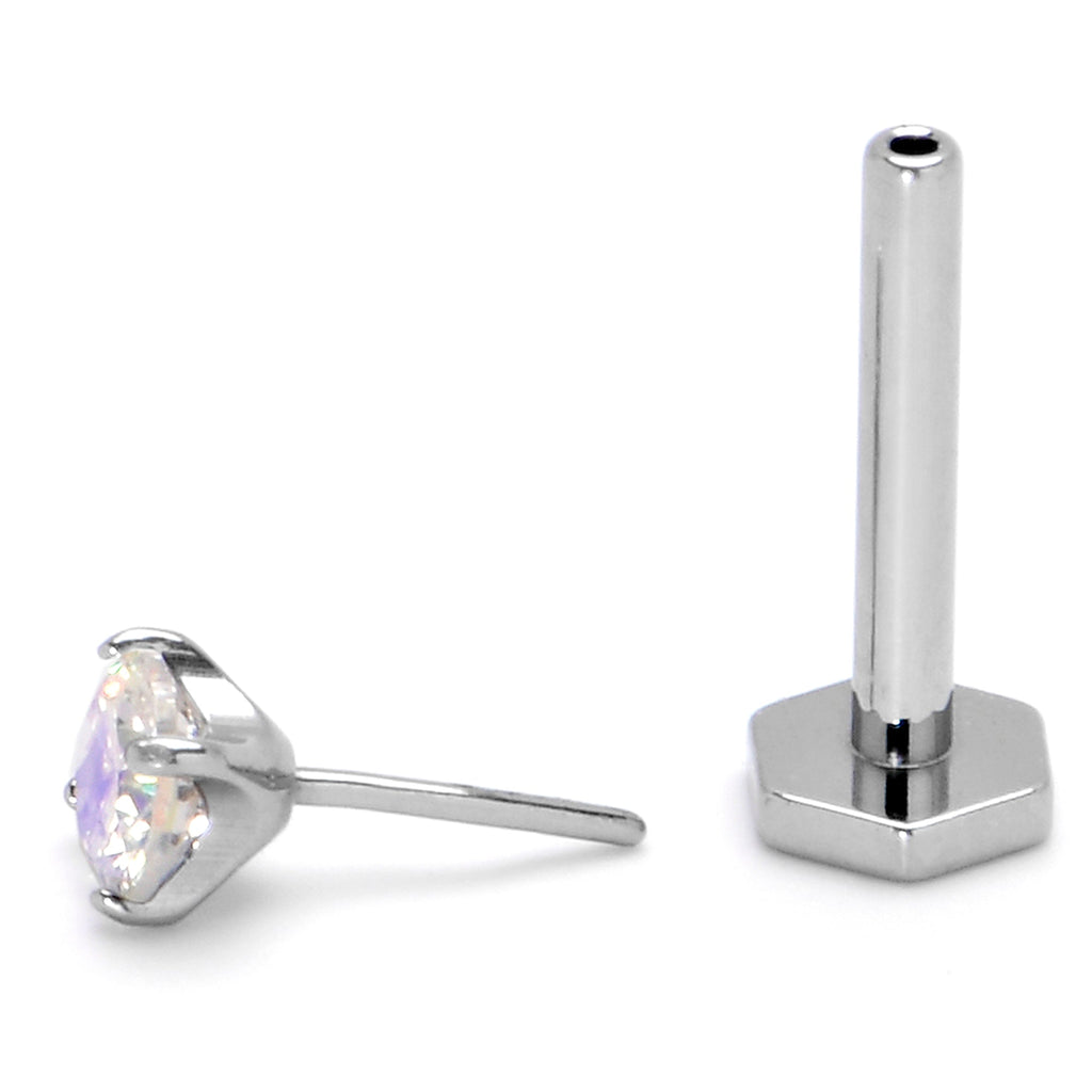 BodyCandy 16G 5/16 Aurora CZ Gem ASTM F-136 Implant Grade Titanium Hex End Labret Tragus — lifestyle context
